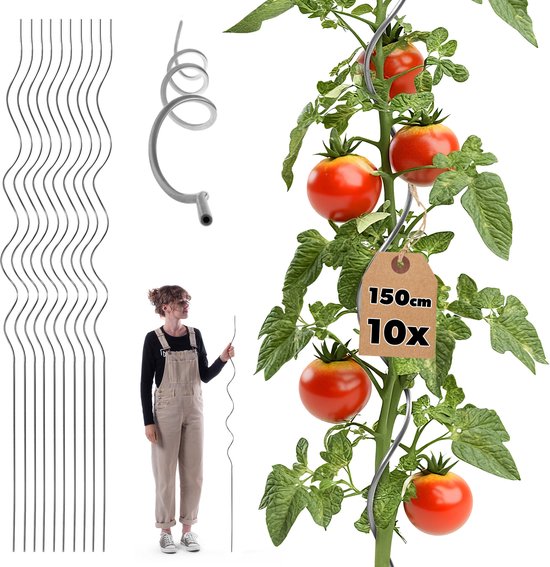 KARAT Tomatenspiraalstaven – 110 Cm Lang – Set Van 20 Stuks – Verzinkt Stalen Plantenstok Voor Klimplanten – Ideaal Voor Tuin En Kas