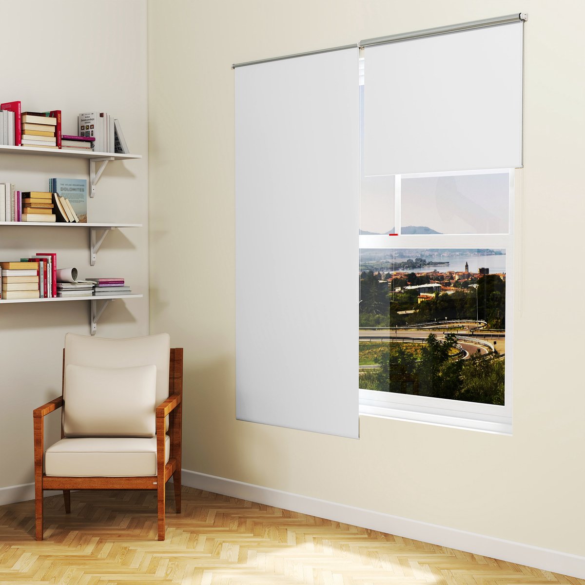 Klemmfix Verduisterend Rolgordijn 70x210cm Zonder Boren Verstelbaar Zijtrekrolluik Voor Raam En Deur Privacy En Zonwering Wit NAIZY – foto 4