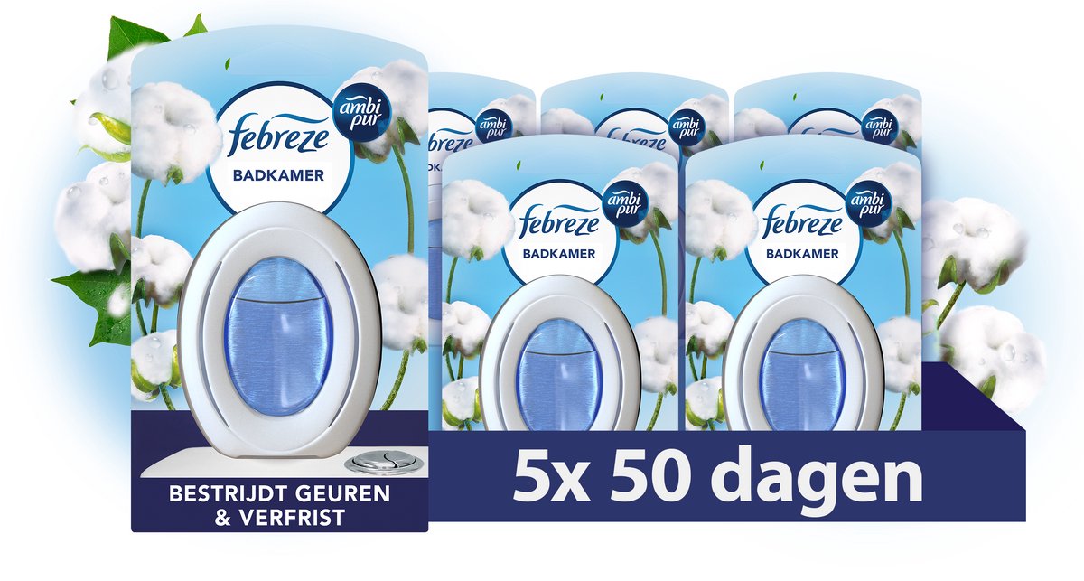 Ambi Pur / Febreze Luchtverfrisser - Katoen Bloesem - Badkamer - 5 stuks