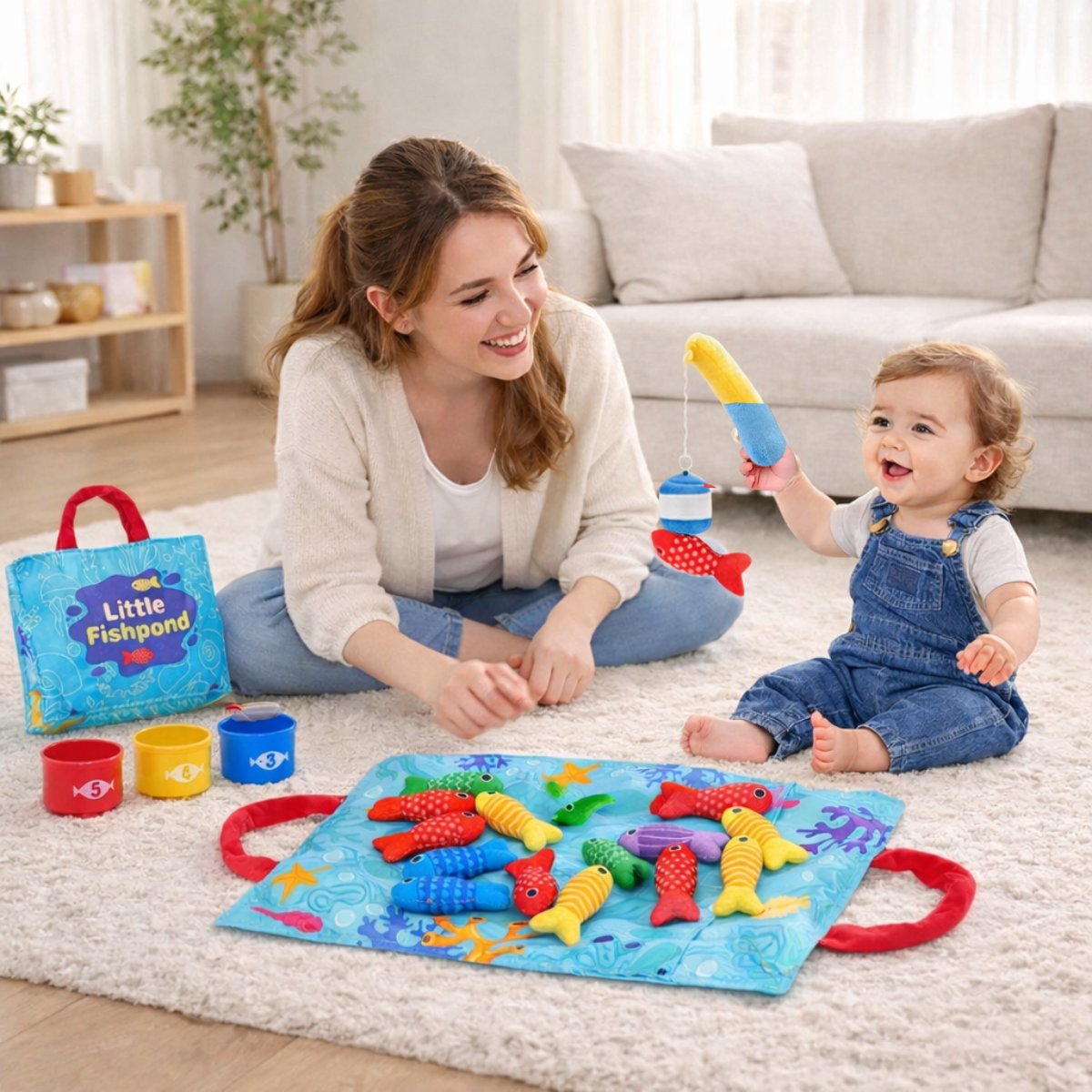 Stoffen visspel voor baby’s - Baby Speelgoed 1 jaar - Montessori speelgoed 6 maanden tot 2 jaar - Baby cadeaus 6 maanden — afbeelding 4