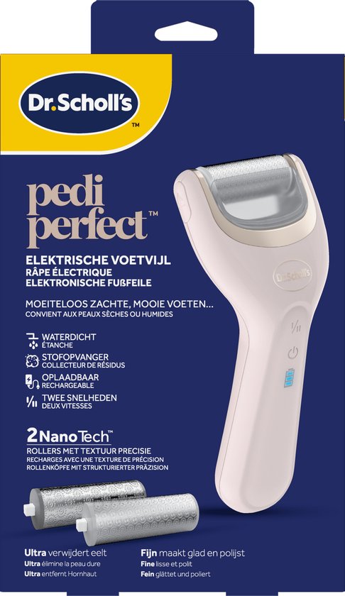 Dr. Scholl's Pedi Perfect Elektrische Voetvijl met Nano Technologie - Eeltvijl - Eeltverwijderaar - Draadloos - Oplaadbaar - Waterdicht