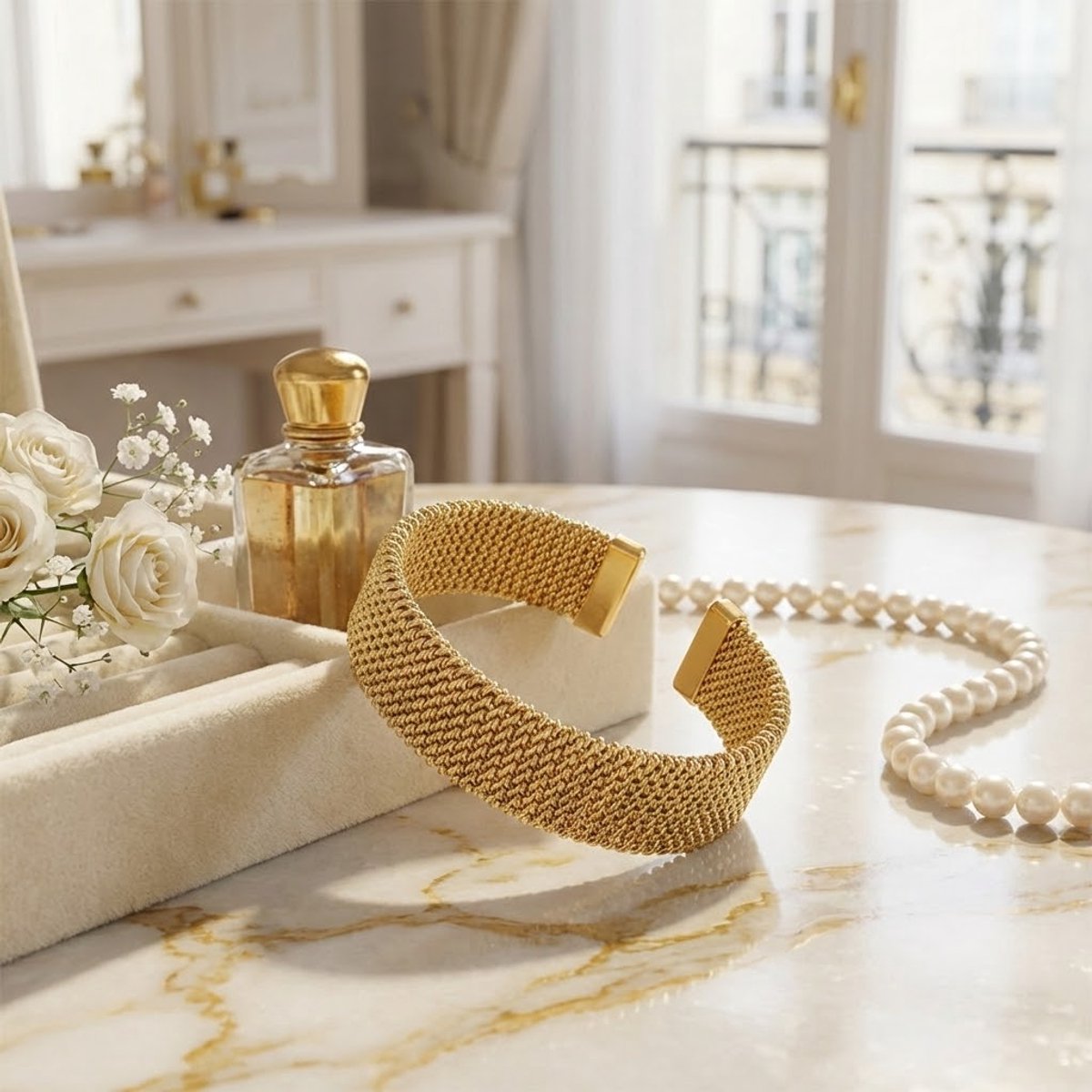 TOVABA Chunky 14k gouden manchetarmbanden voor vrouwen - niet