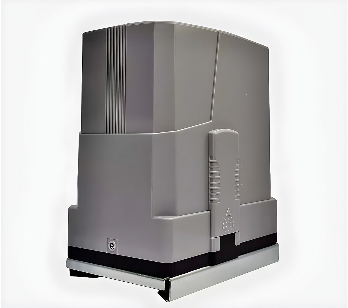 Vente-unique Opengewerkte elektrische aluminium schuifpoort L401 x H140 cm antraciet TARNOS II