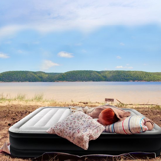 195x152x46cm Kampeerluchtbedden, Gastenbed Opblaasbaar Luchtmatras, Zelfopblazend Matras incl. Luchtpomp en Draagtas, Eenpersoonsbed Luchtbedden Draagvermogen tot 300KG voor Campinguitstapjes/Tuin/Buiten/Terras, NAIZY — afbeelding 3