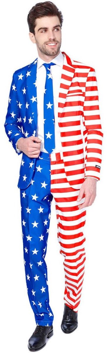 Suitmeister USA Flag - Herenpak - Carnavalskleding - Amerika Vlag Kostuum - Gekleurd - Thema Feest - Maat XXL