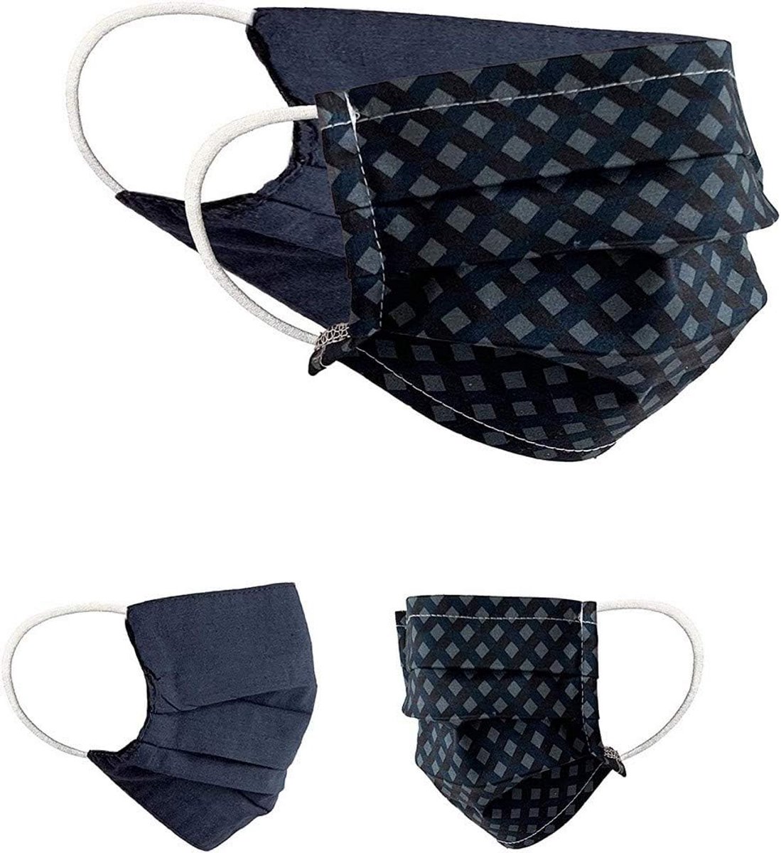 Set van 2 Omkeerbare Stoffen Mondmaskers Unisex Wasbaar Katoen