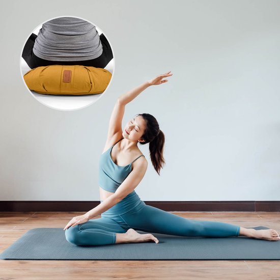 #DoYourYoga - Yoga kussen - »Ganesh« - halve maan meditatiekussen met bio-organische boekweit schalen vulling - 45x30x14 cm - indisch geel van Merkloos — afbeelding 3
