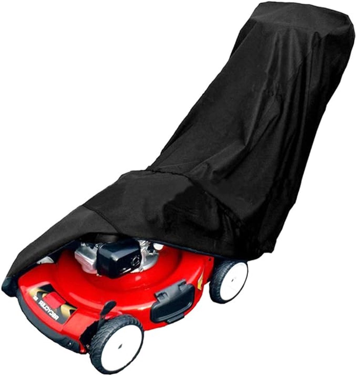Beschermhoes voor Grasmaaier - Grasmaaier Hoes - Stofkap - Regen- en UV-Bescherming - met Elastische Band met Trekkoord - 193*63.5*112 cm - Zwart - Past Op De Meeste Grasmaaiers