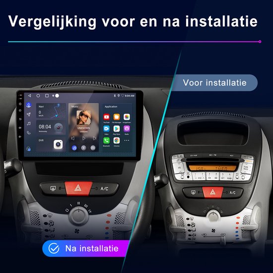 JUNSUN Android 14 Auto Radio voor Peugeot 107 / Citroën C1 / Toyota