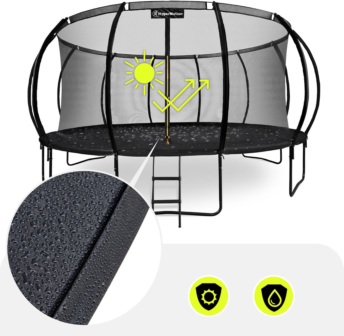 HyperMotion Kindertuintrampoline 3+, trampoline met ladder en binnennet voor huis en tuin, kinderspeelplaats, kindertrampoline, dubbele poten, 487 cm, 16 ft — afbeelding 20