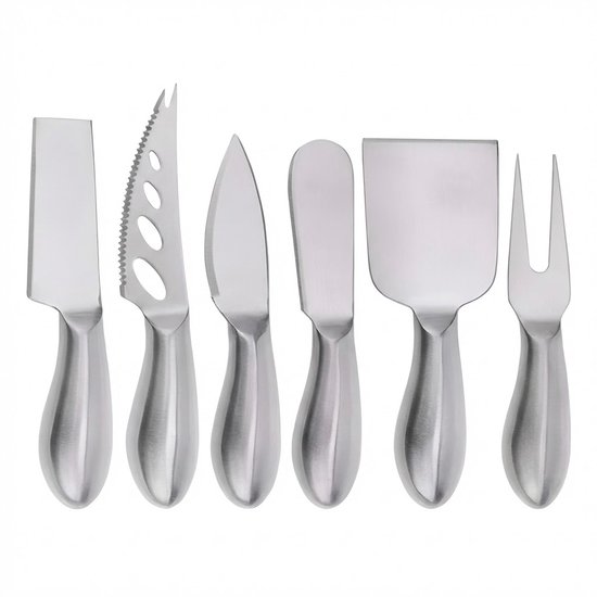 Ensemble de 6 couteaux à fromage Somstyle - Couteaux de cuisine - Couteau à fromage inox - Couteaux à tartiner - Couleur argent