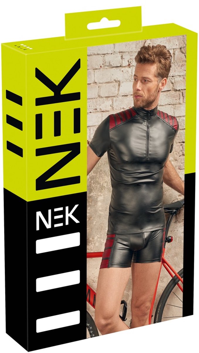 Elastische Fetish Shirt met Dual Wetlook Motief