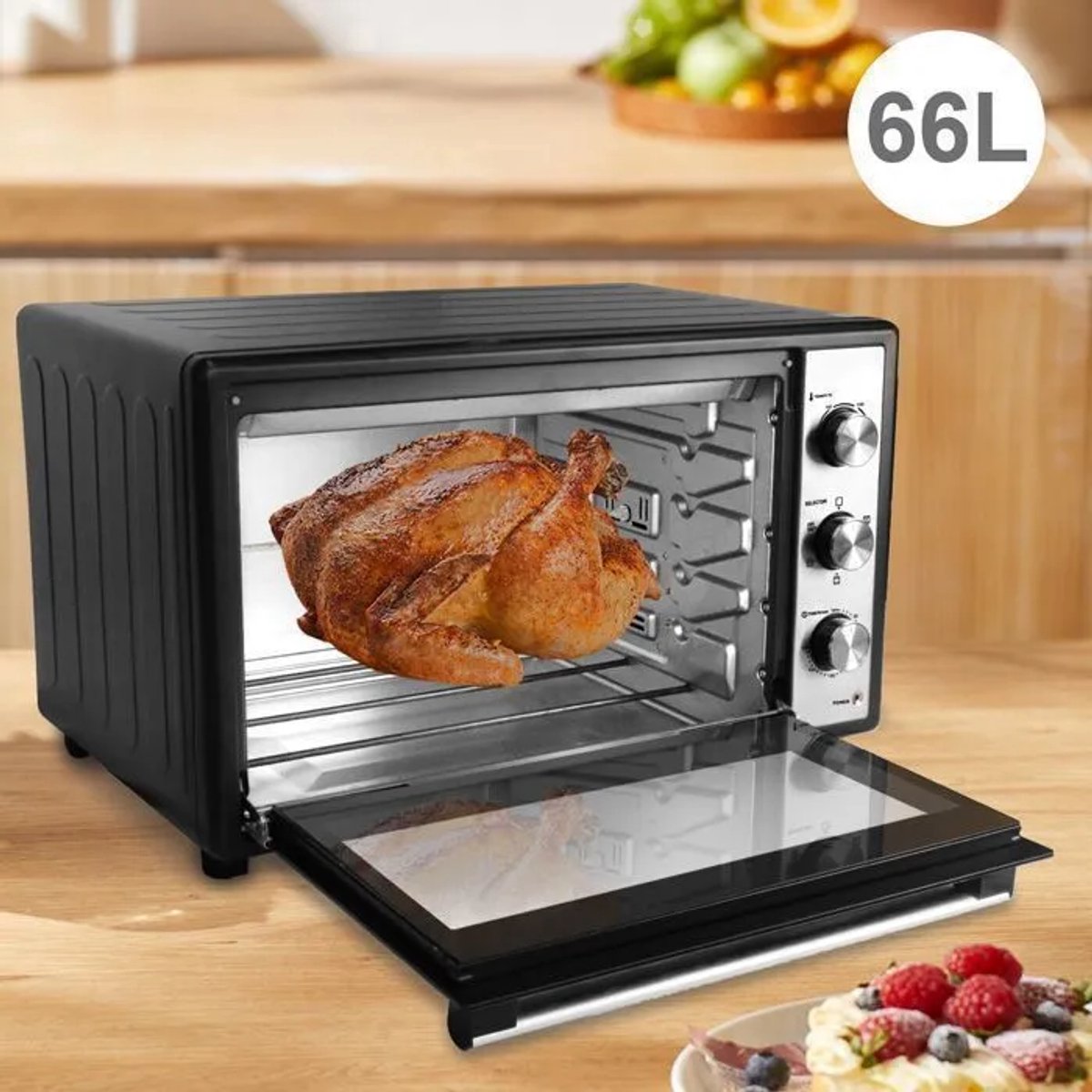 MAGICFOX Elektrische Oven -66L-6 Hetelucht kookstanden-Vrijstaande ovens-Instelbare Temperatuur-Automatische Uitschakeling- Zwart – foto 5