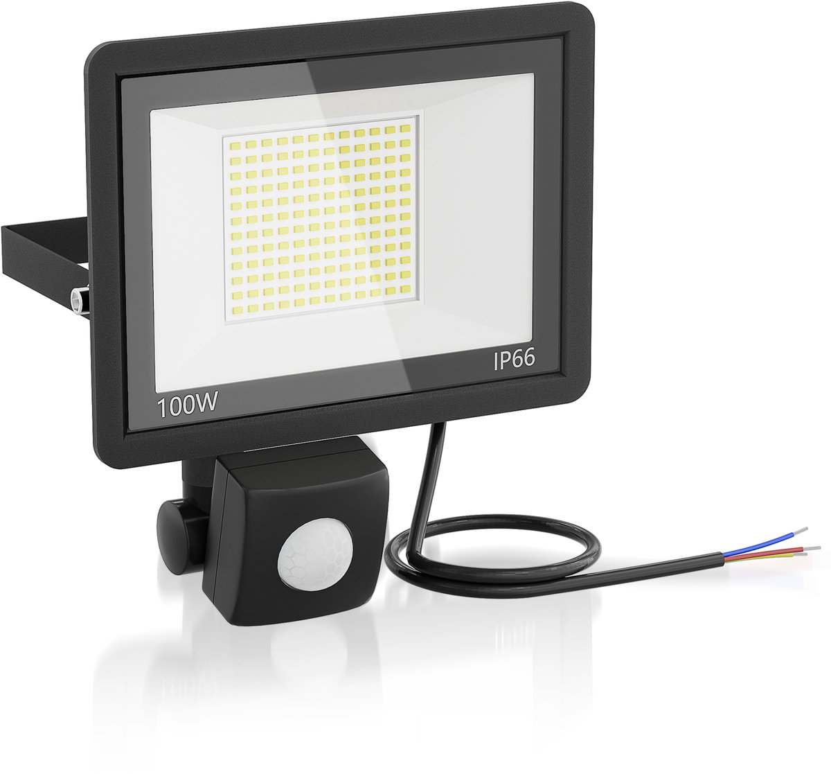 100W buitenlamp met bewegingssensor, LED-schijnwerper, bouwlamp, superheldere spot, buitenlamp voor tuin, garage, looppaden Zonder-stekker (warm wit) NAIZY