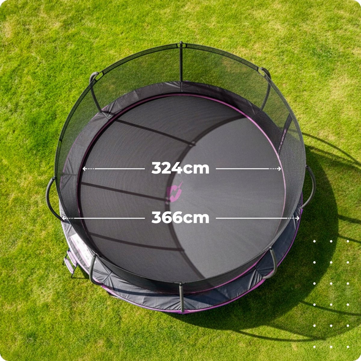 Thunder Trampoline 366 cm – Ronde Tuintrampoline – Max. 150 kg – Met Ladder – Roze — afbeelding 6