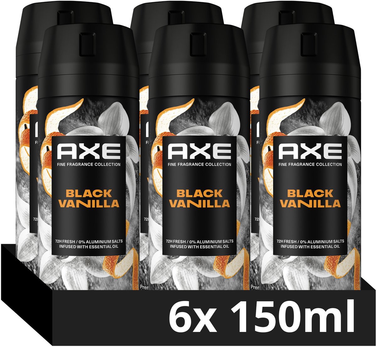 Bol.com AXE - Premium Deodorant Bodyspray - Fine Fragrance Collection - Black Vanilla - 6 x 150 ml aanbieding