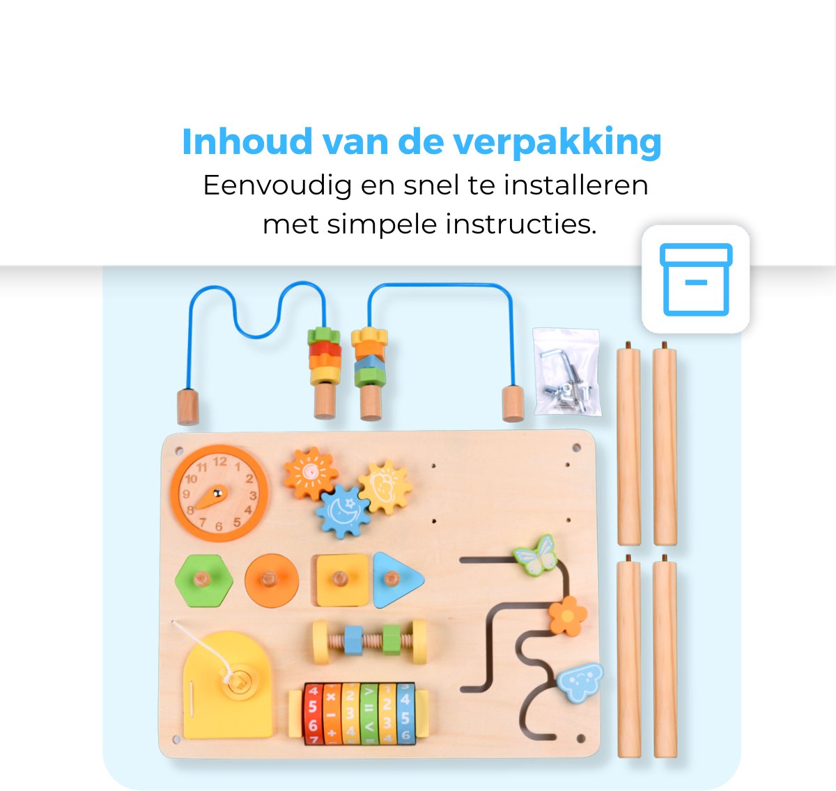 Mauzek® Activiteiten Tafel – Montessori speelgoed – Houten speelgoed – Educatief speelgoed – Interactieve speeltafel – Sensorisch speelgoed – Motoriek speelgoed – Activity center – Peuter speelgoed – Jongens–Meisjes– 1 jaar – 2 jaar – 3 jaar – 4 jaar — afbeelding 4