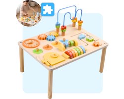Mauzek® Activiteiten Tafel – Montessori speelgoed – Houten speelgoed – Educatief speelgoed – Interactieve speeltafel – Sensorisch speelgoed – Motoriek speelgoed – Activity center – Peuter speelgoed – Jongens–Meisjes– 1 jaar – 2 jaar – 3 jaar – 4 jaar