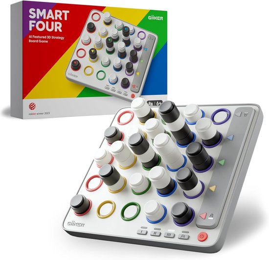 GiiKER Smart Four - 3D AI-aangedreven - 4 op een rij spel - Strategische bordspellen met geïntegreerde scheidsrechter voor 1-2 spelers - Reisspellen voor kinderen van 6-12 jaar en ouder - Verjaardagscadeau voor kinderen - Familiespelavond