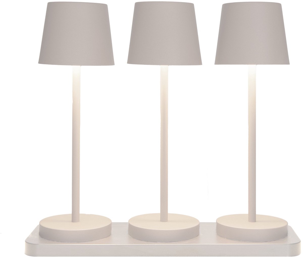 Oplaadbare tafellamp met laadstation | 27,5x9 cm | Wit | Set van 3 | Anna's Collection