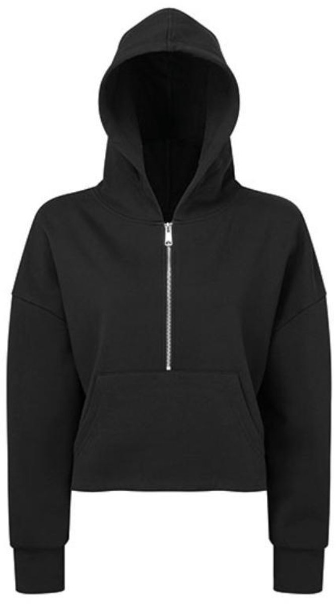 TriDri - Dames Hoodie met halve Rits - Black maat XXL/3XL