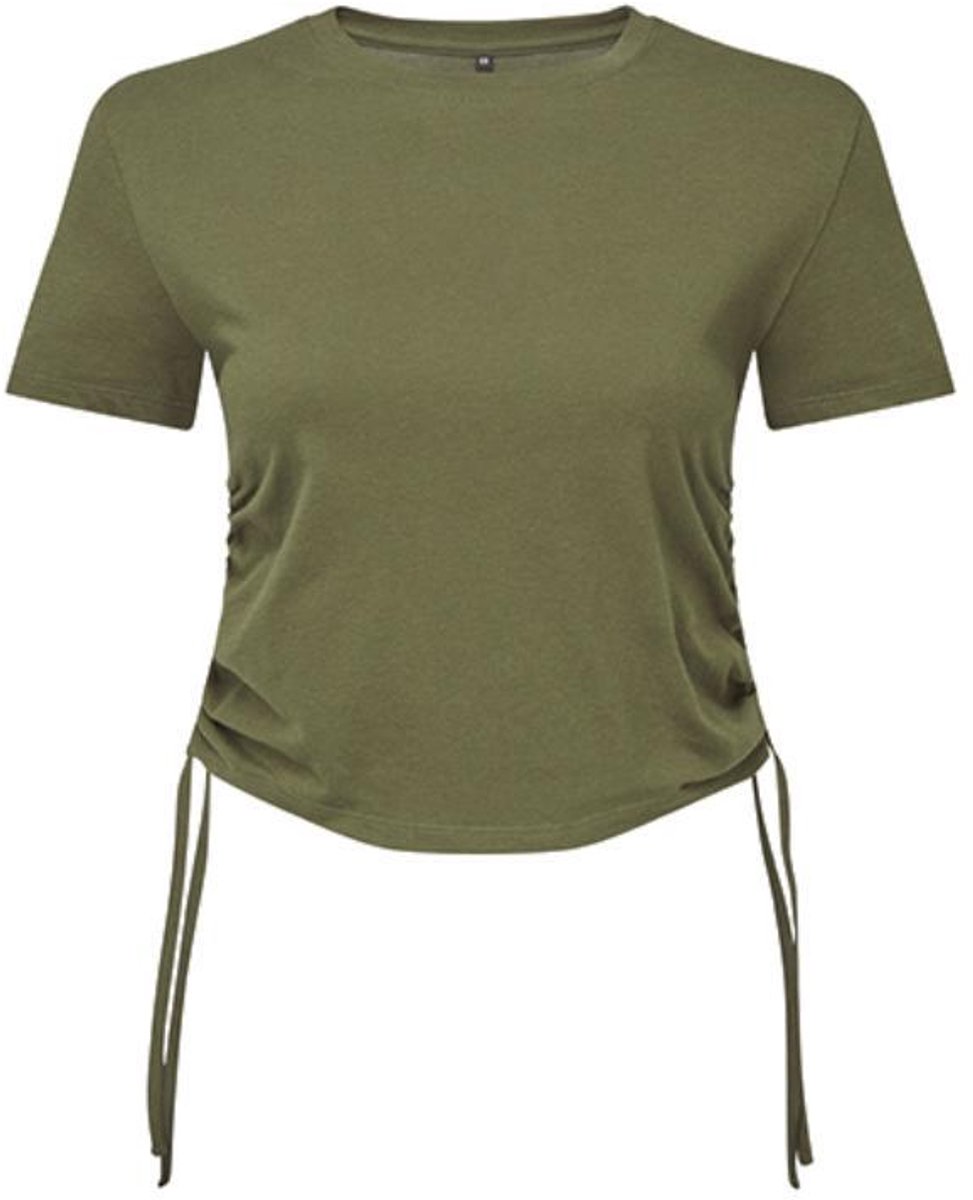 TriDri - Ruched Dames Crop Top - Olive maat M