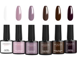 Moods Gellac 6-delige Set - Gel Nagellak - 8ML - Coffee Nude Edition - Gellac - Nagels - Gellak Starterspakket - Nude Kleuren - HEMA- & TPO-vrij