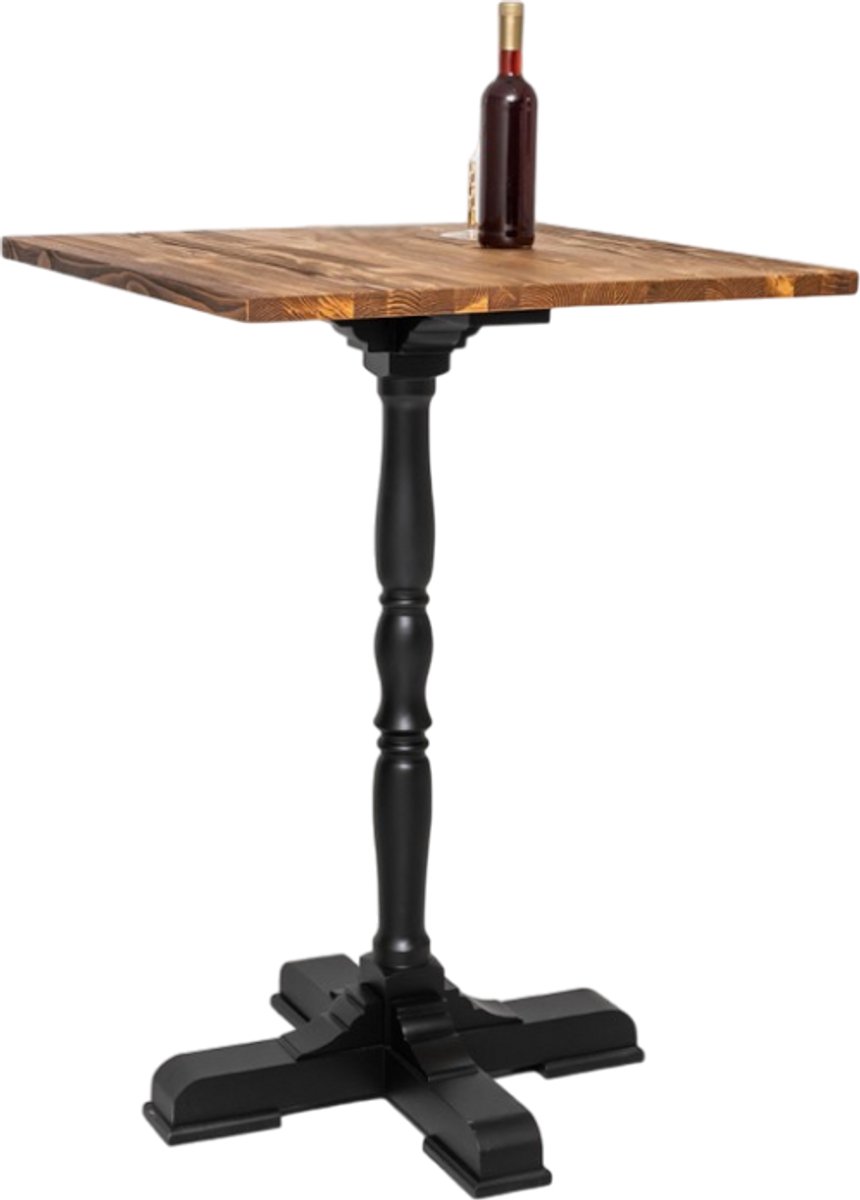 Houten horeca bartafel met kolompoot - vierkant 80 cm - maatwerk (PS674)