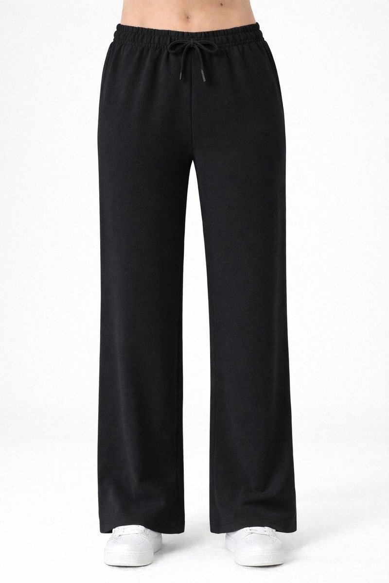 Smith & Solo joggingbroek dames - sportbroek katoen - trainingsbroek volwassenen huisbroek - zwart - S