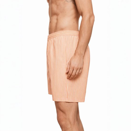 Short de bain ajusté et décontracté - Rayé - Oranje - Wit - Shorts - Homme