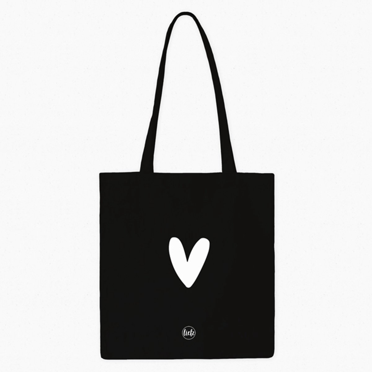 Canvas tas | Hartje | Zwart | Draagtas | Shopper