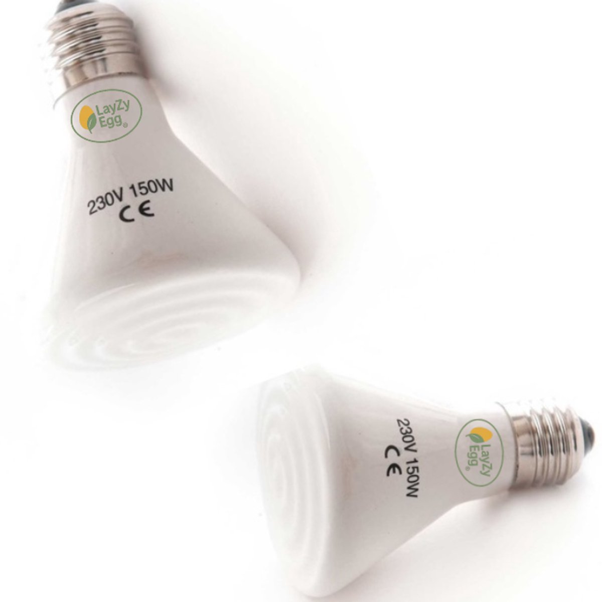 LayZyEgg® Keramische Infrarood Warmtelamp 60 Watt – 2 STUKS - Donkerstraler zonder licht - E27 Fitting - 20.000 Branduren – Warmtebron – Geschikt voor Terrarium & Opfok – Voor Kuikens, Reptielen, Pulletjes, Pups & Kittens