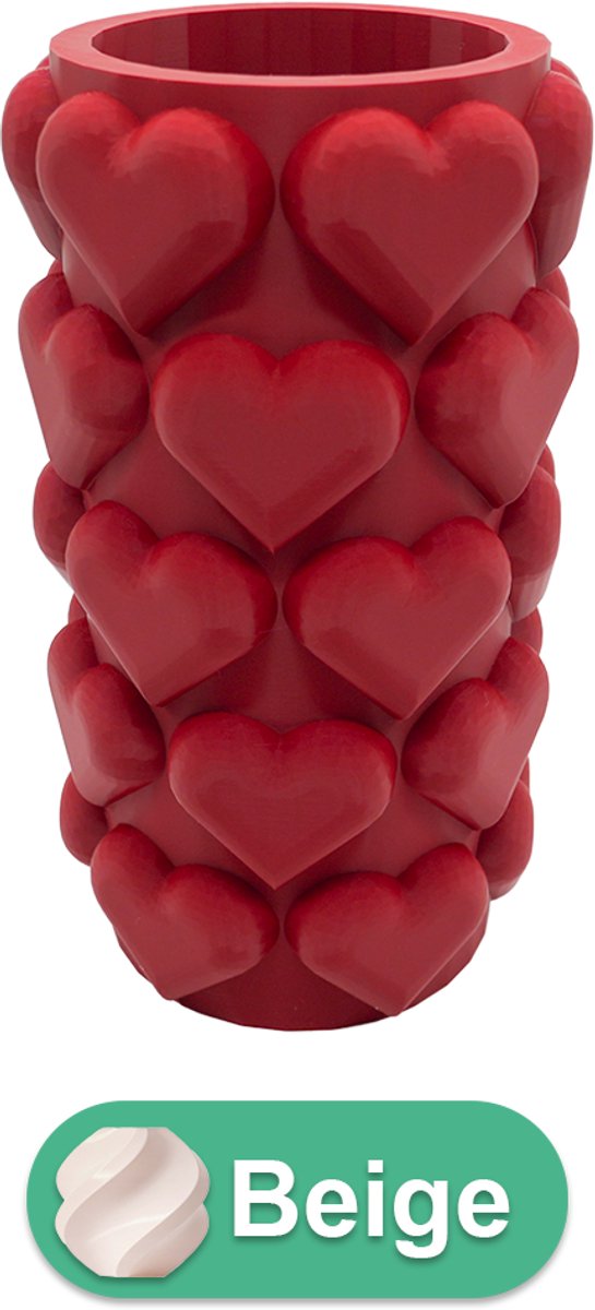 Lovora Luvé moderne vaas – Decoratieve vaas - Beige - 3d geprinte vaas – geschikt voor droogbloemen - 20CM
