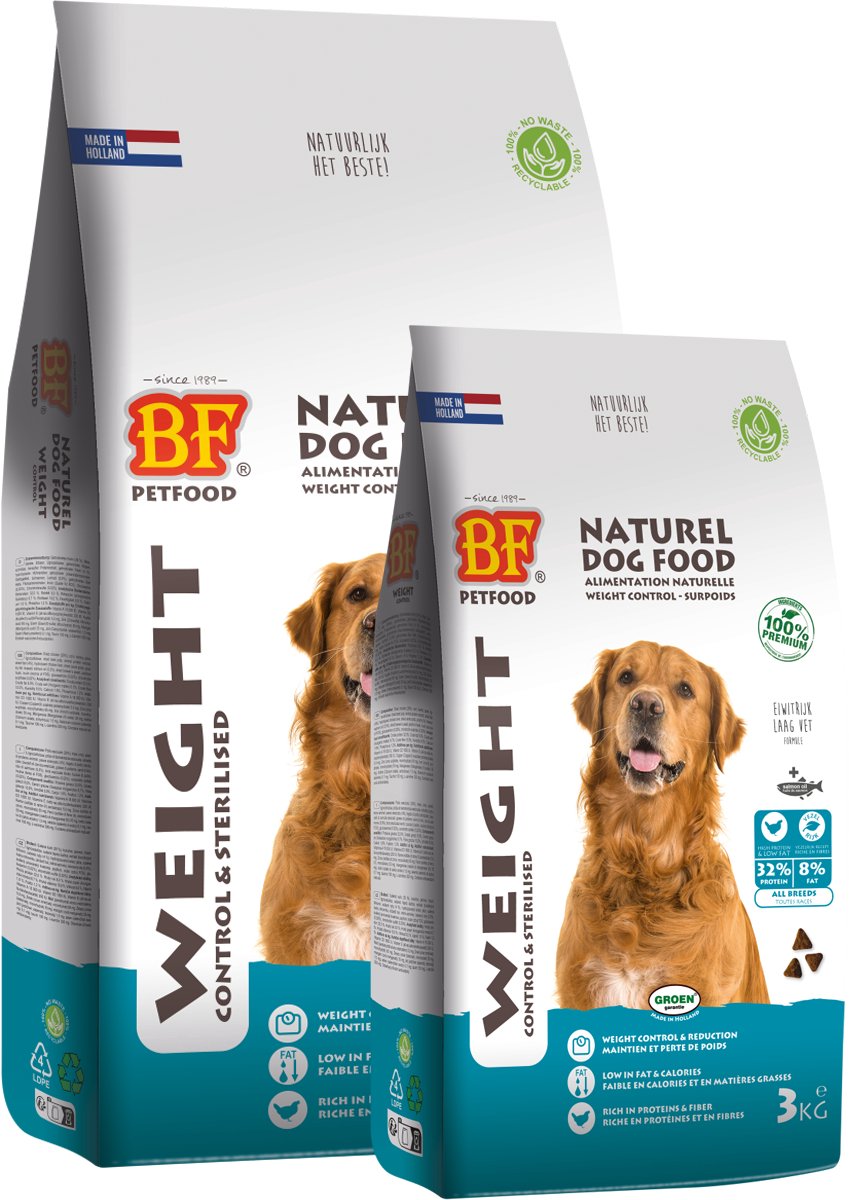 BF BF petfood hondenvoer Weight Control & Sterilised 4 keer 3 kg