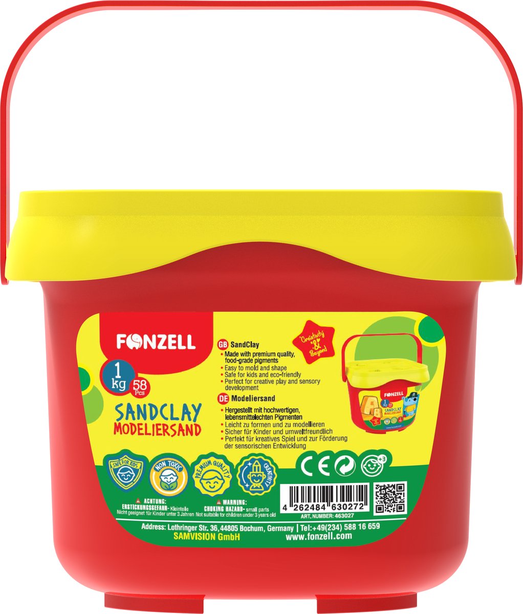 Fonzell zand - Sand - Zandklei - Sensorisch speelgoed - 1kg - 58 delige set
