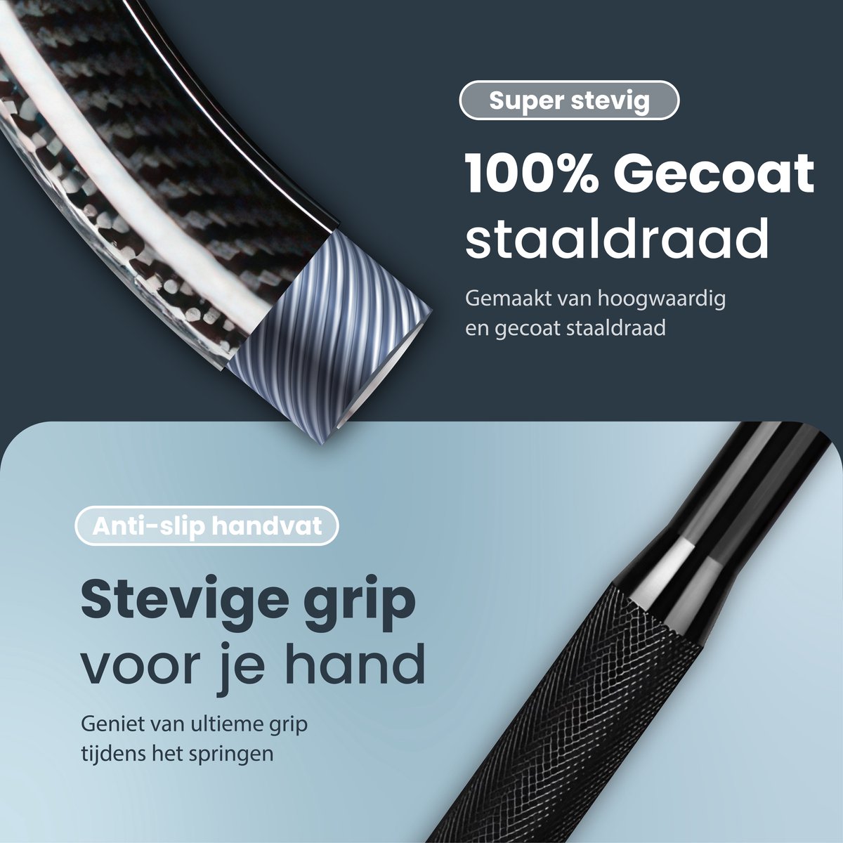 DK.® Professioneel Sport Springtouw - Speedrope - Jump Rope - voor Volwassenen en Kinderen - Crosstraining HIIT en Krachttraining - Zwart — afbeelding 4