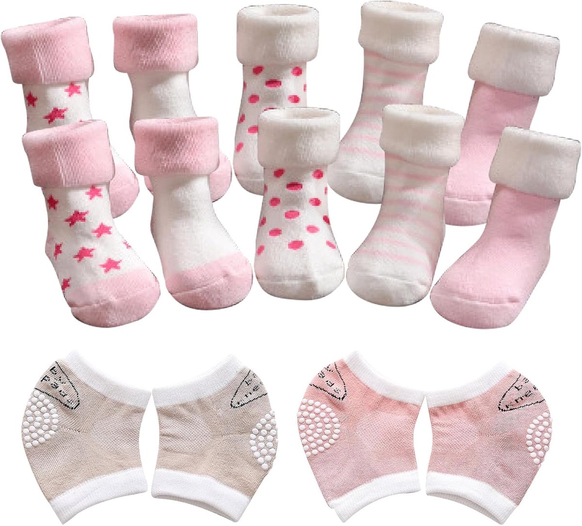 5 Paar Thermische Babysokken met Antislip - Warme Wintersokken voor Baby 1-3 Jaar