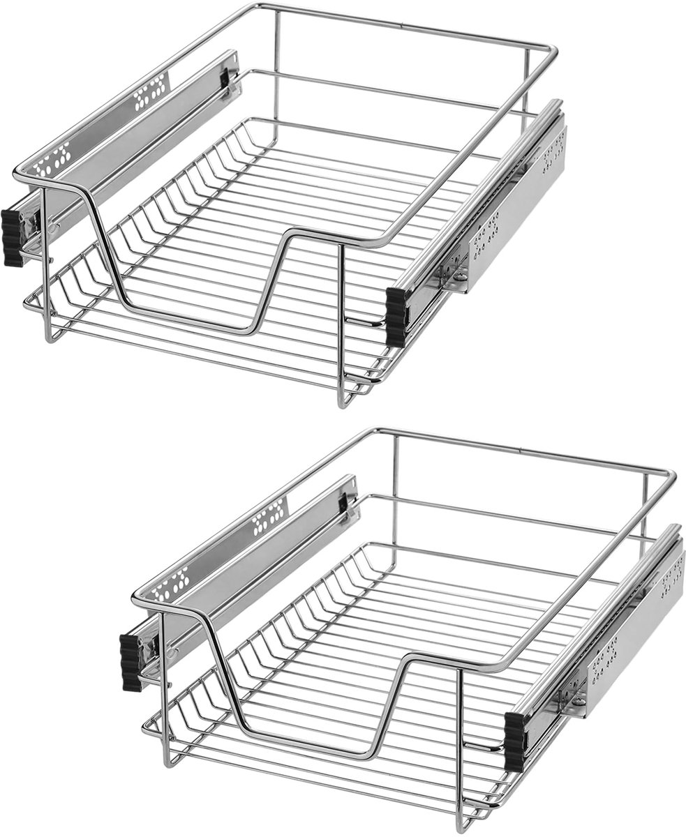 2 Stuks Keukenlade Telescopische Uitklapbare Lade Keukenkast Organiser Om Uit Te Trekken Manduitgang Met Geleiderails Kastuitgang Voor 37cm Binnenbreedte/40cm Buitenbreedte Kast NAIZY