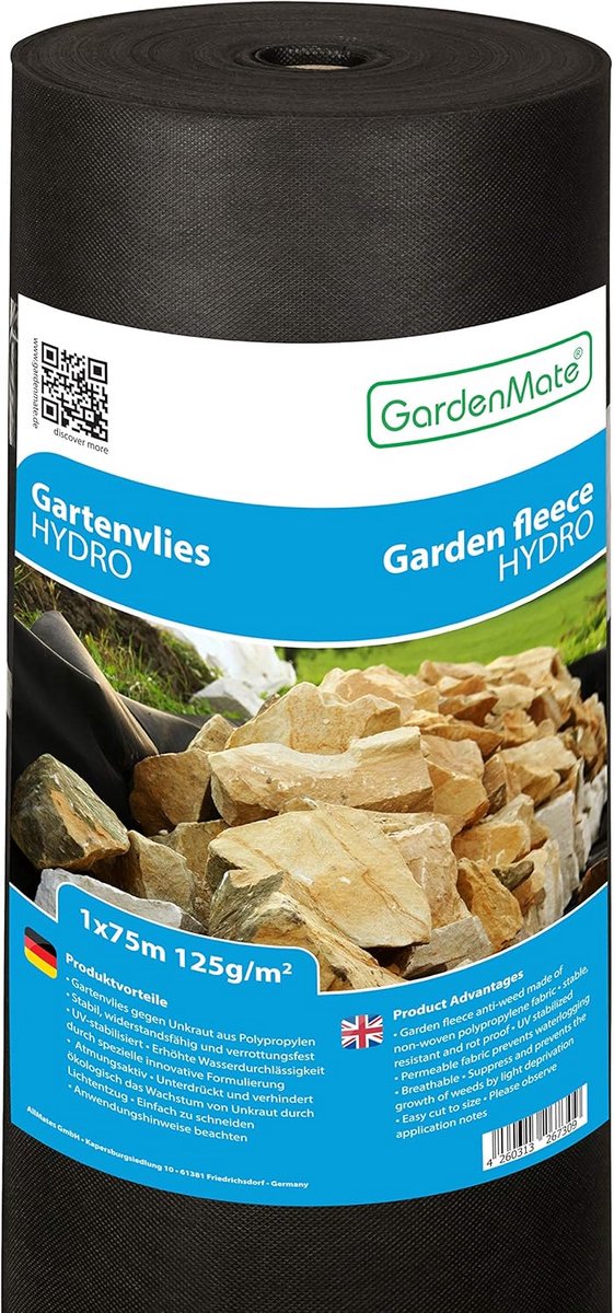 Zeer Waterdoorlatend Worteldoek 125g/m² - Extreem Scheurvast Gronddoek voor Onkruidvrij Houden