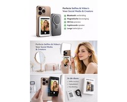 Selfie Monitor Met Bluetooth & Magneet – Draadloos Selfie Scherm Voor Smartphone – HD Camera Preview – Voor Vloggen, TikTok & Content Creators – iOS & Android