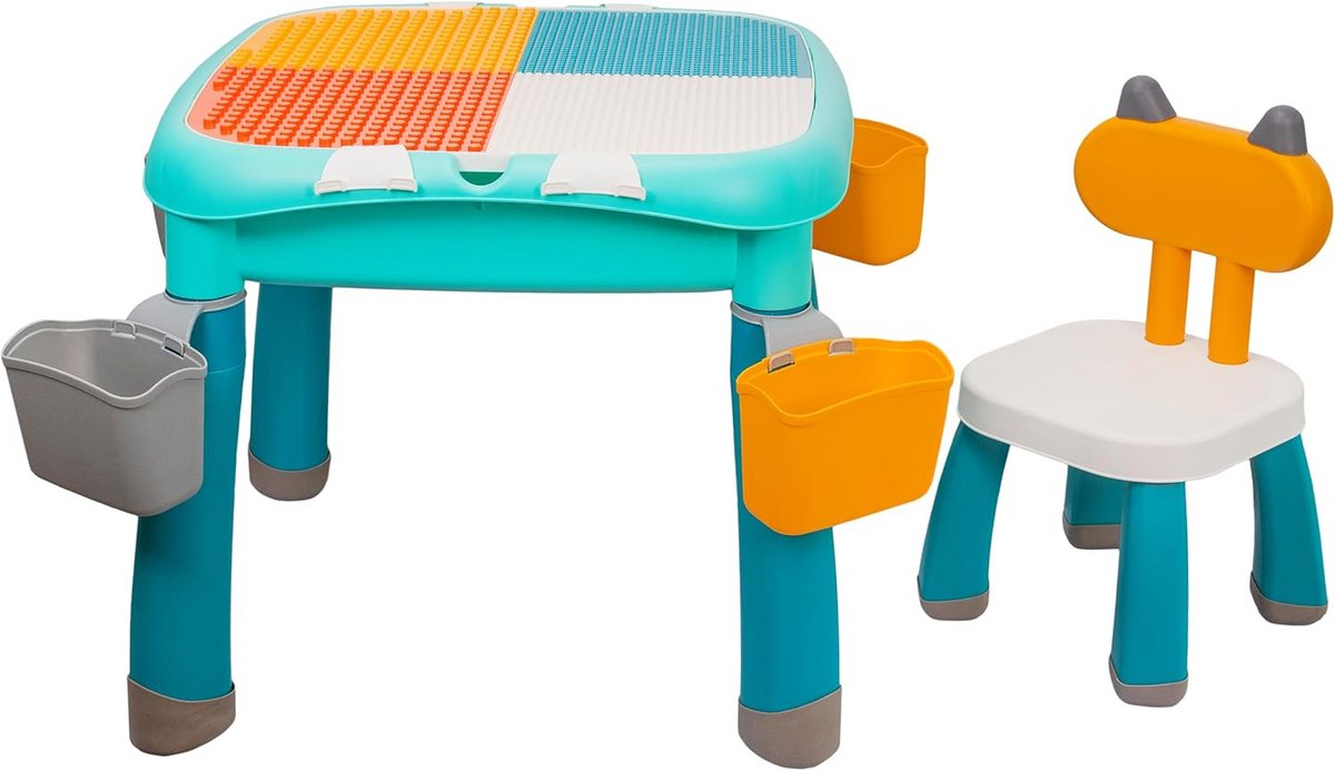 Kinderstoel en Tafel Set 2-in-1: Bouwen of Tekenen - Pastel