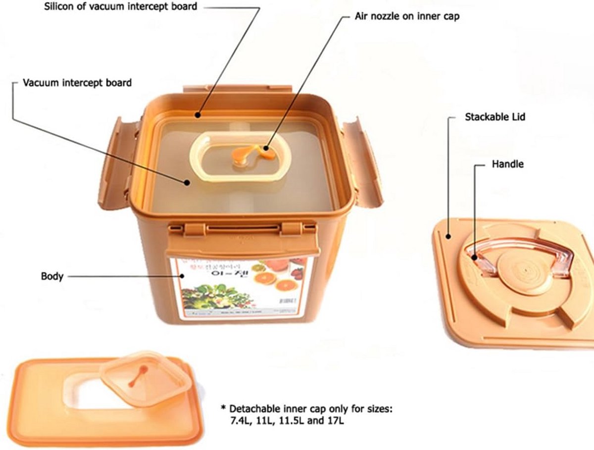 Gefermenteerde Groenten Pot met Interne Vacuümdeksel voor Kimchi en Zuurkool (5.2 Liter)