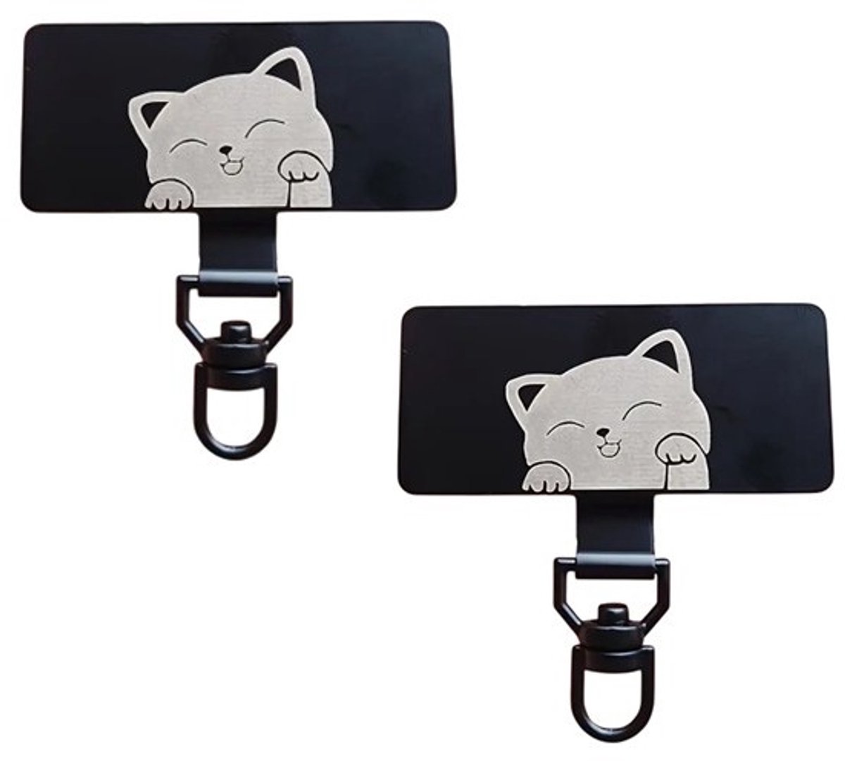 Mj Joys® - Telefoon Patch voor Universele Telefoonkoord- 360° Roterende Patch - Universele Patch voor Telefoonkoord - Set van 2 - Metalen Patch -Ultra Sterke Telefoonpatch - Patch - Ultradunne Metalen Patch - Roestvrijstalen Patch - GSM Patch - Kat
