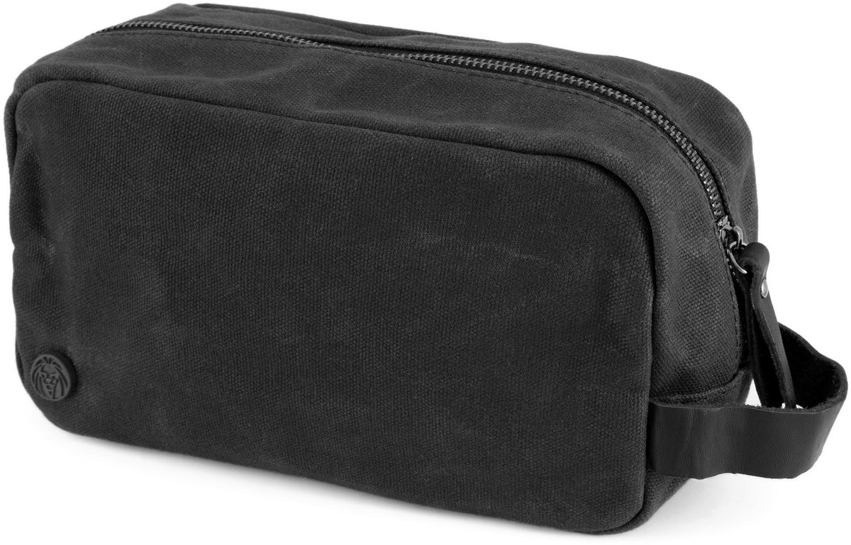 Lucleon - Heren - Zwart Canvas Toilettas
