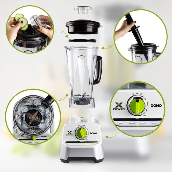DOMO DO747BL Power Blender - Xpower - Smoothie Maker met Tritan Kan - 2L - 1500W van Domo — afbeelding 3