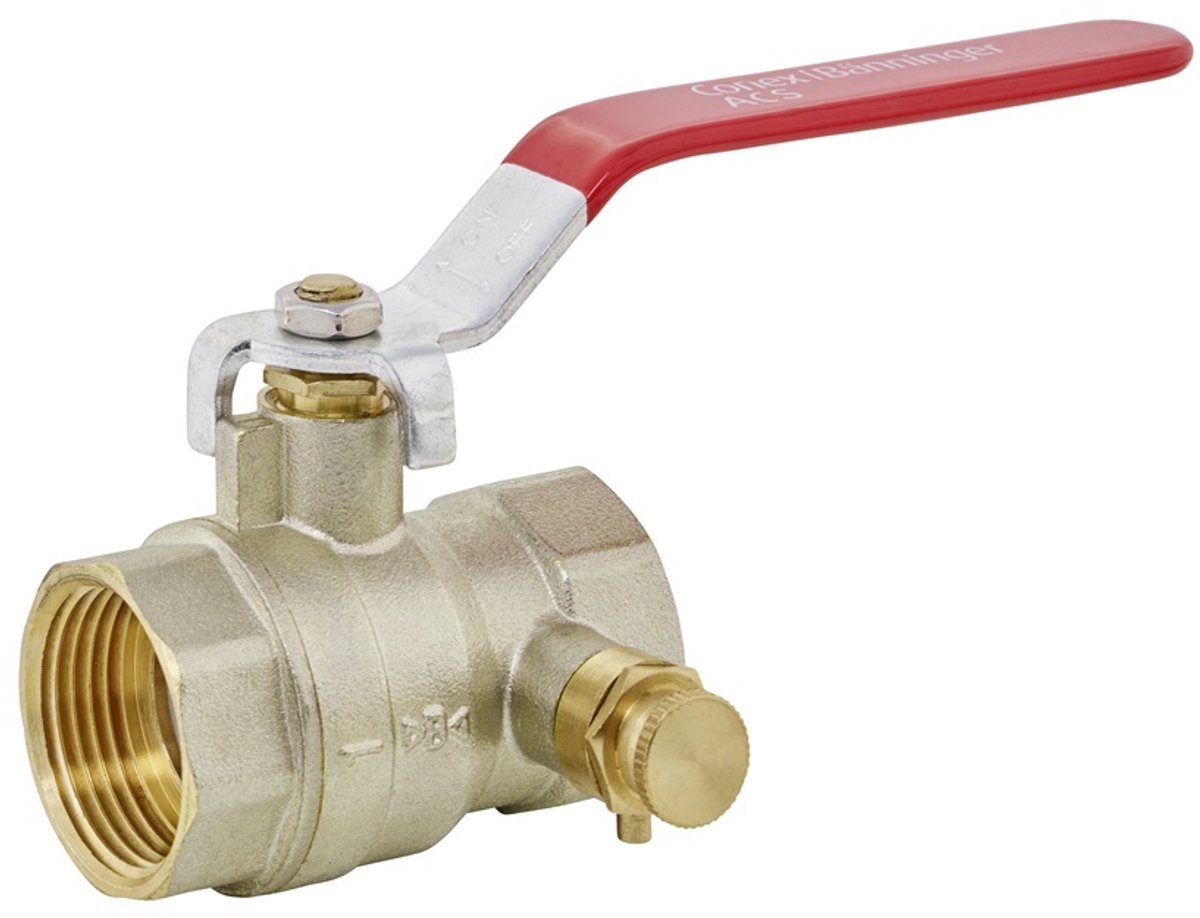 KIRCHHOFF Kogelkraan, vernikkeld, 1"BI, met aftap