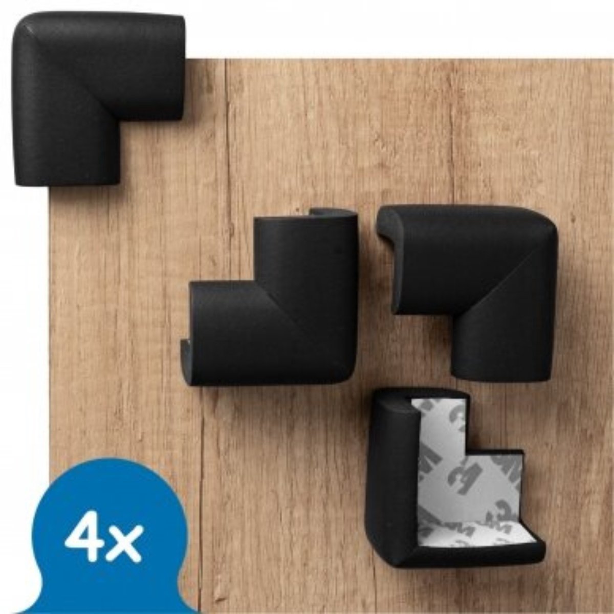 Sipo – Zachte Hoekbeschermers & Randbeschermers – Zwart – Set van 4 Stuks - Meubel Beschermer - Tafelpunt Bescherming – foto 3