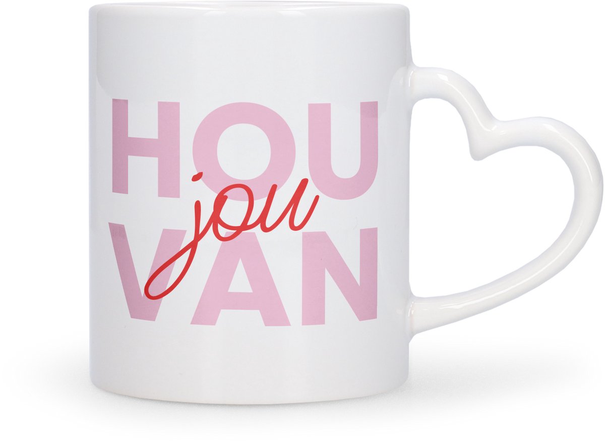 Mok met tekst "Ik hou van jou" – Wit Keramiek – 325 ml – Thee/Koffie mok - Romantisch Cadeau