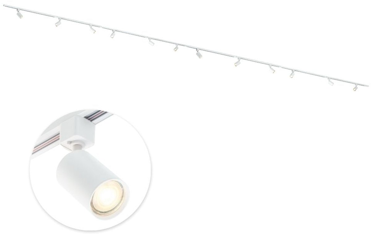 Qub Focus Railverlichting - Wit - 800 cm - I-Vorm - 12x GU10 Spots - Dimbaar - Complete Set
