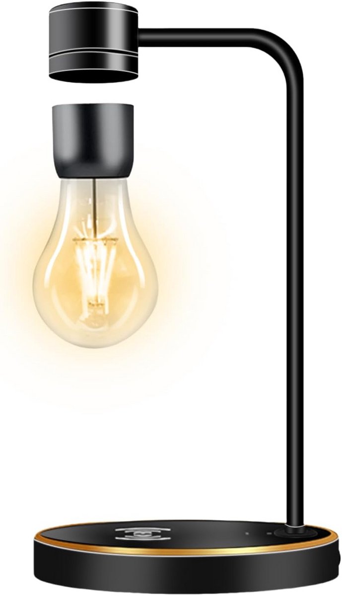 Zwevende Gloeilamp met Draadloze Oplader - Magnetische Nachtlamp voor Kantoor en Decoratie